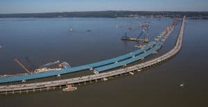 Construction of the New NY Bridge replacing the Tappen Zee which crosses the Hudson River